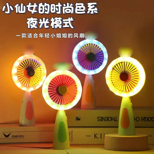 New Mini High Quality Fan with light and fast speed 5 to 6 battery backup - ZEEBLENDZ.PK