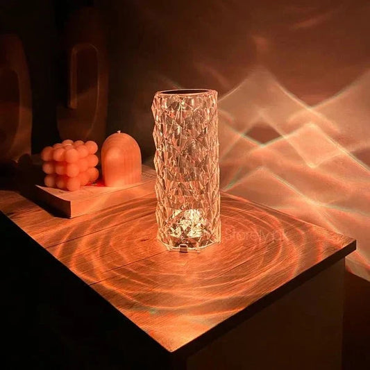 Rose Crystal LED Table Lamp – 16 Colors, Touch & Remote Control - ZEEBLENDZ.PK
