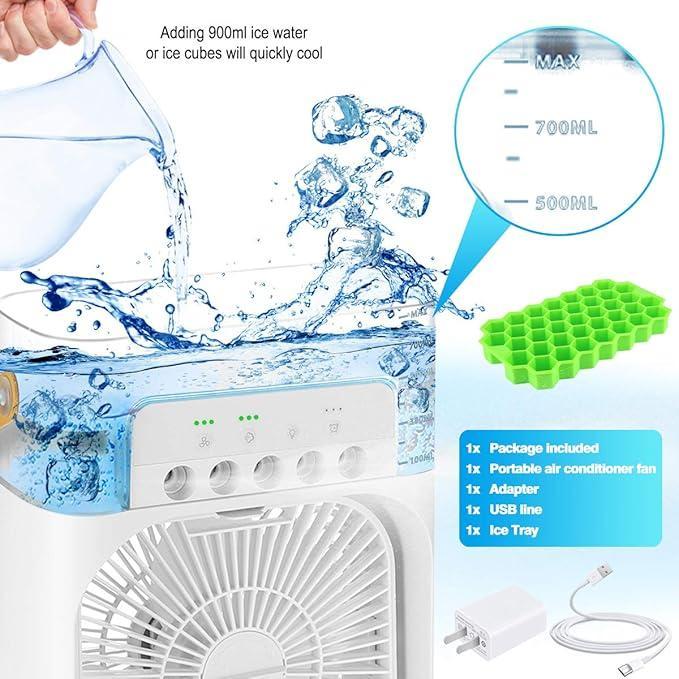 Portable Mini Air Cooler Fan – USB Powered, 3 Speed Mist Fan - ZEEBLENDZ.PK