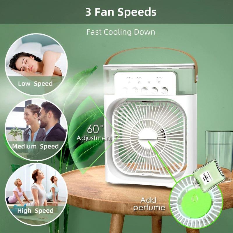 Portable Mini Air Cooler Fan – USB Powered, 3 Speed Mist Fan - ZEEBLENDZ.PK