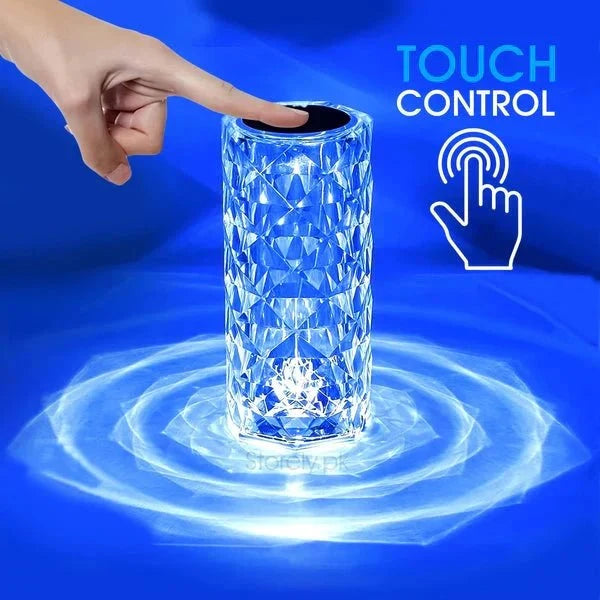 Rose Crystal LED Table Lamp – 16 Colors, Touch & Remote Control - ZEEBLENDZ.PK