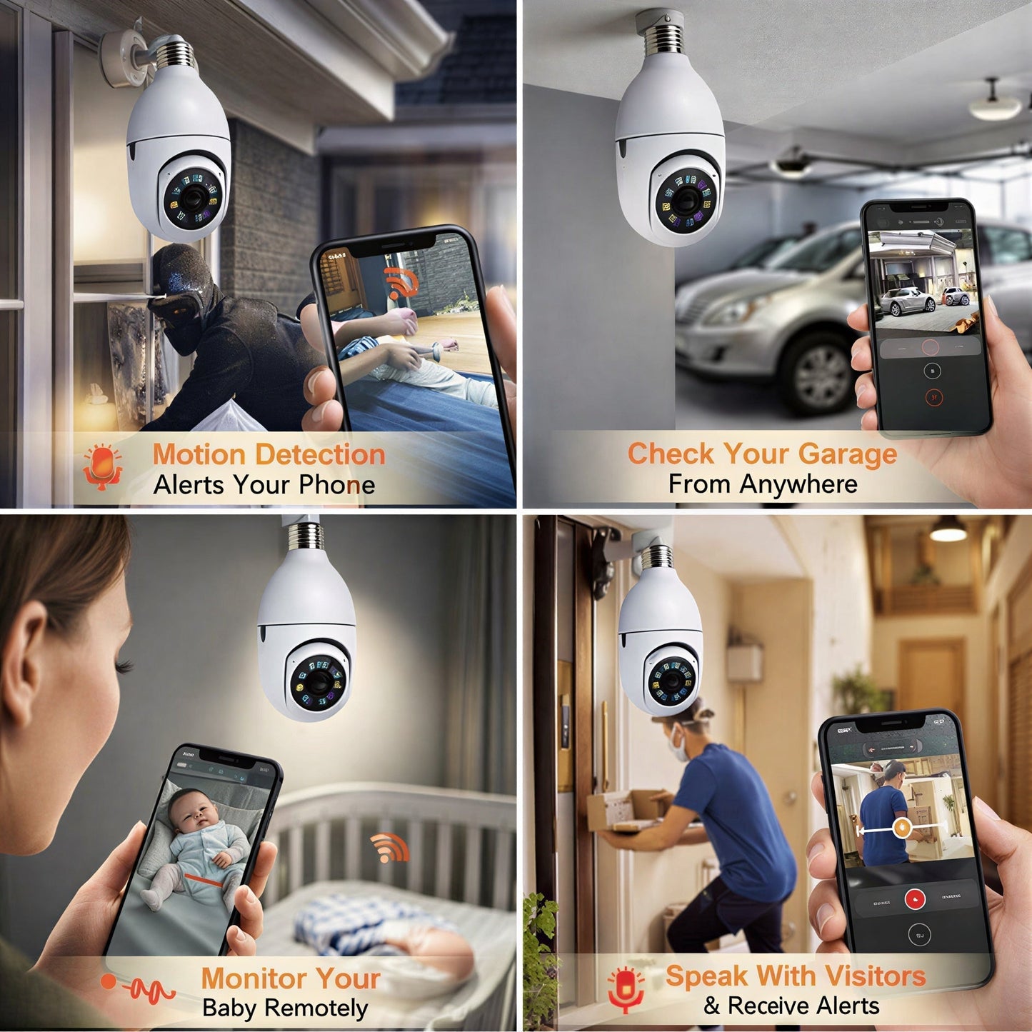 V380 Pro Smart Wireless Camera - WiFi Bulb Shape CCTV Security Camera ( Allow to Open ) On Demand. - ZEEBLENDZ.PK
