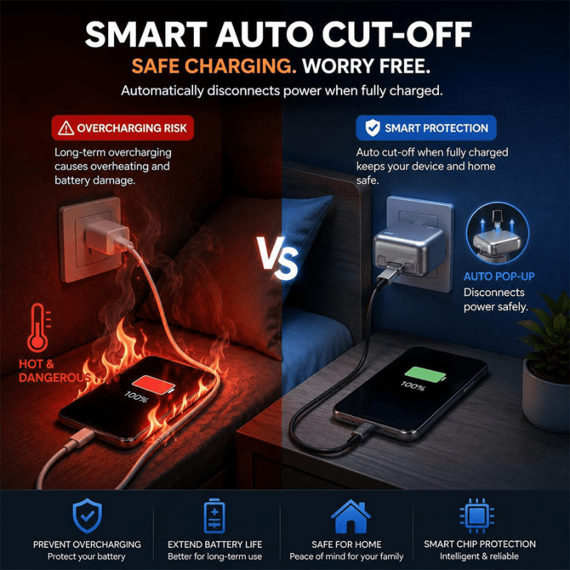 PopGuard 140W Automatic Charging Disconnector | Smart Auto Power Cut-Off Battery Guardian | - ZEEBLENDZ.PK