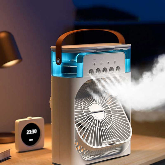 Portable Mini Air Cooler Fan – USB Powered, 3 Speed Mist Fan - ZEEBLENDZ.PK