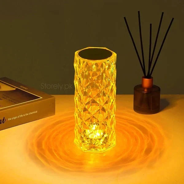 Rose Crystal LED Table Lamp – 16 Colors, Touch & Remote Control - ZEEBLENDZ.PK